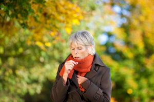 Senor Woman Coughing Outside - Home Care in Bel Air