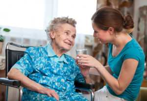 Elderly Woman With Senior Caregiver - Beverly Hills Home Care